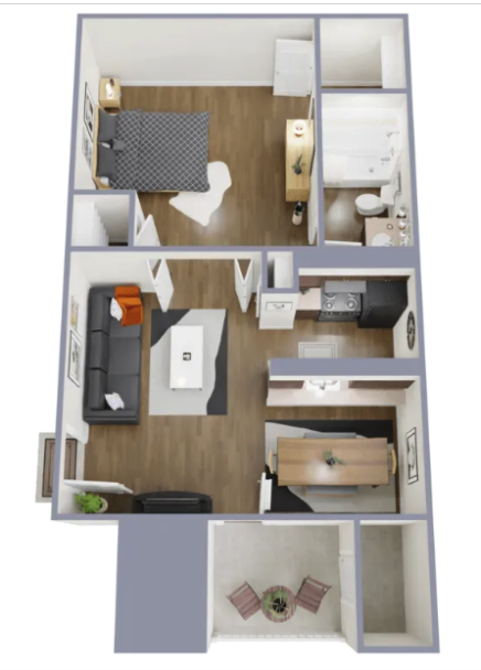 a floor plan of a two bedroom apartment at The  Dahlia